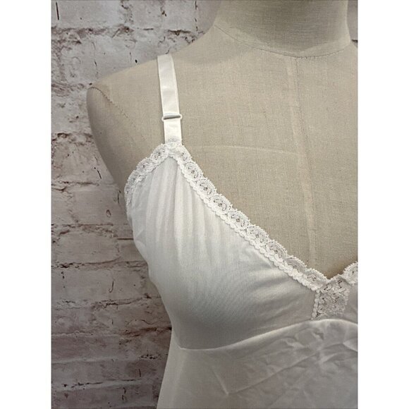 SHADOWLINE Vintage White Slip Lace Trim Opacitrique Size 36 Tall Length 42" NOS - Picture 5 of 12